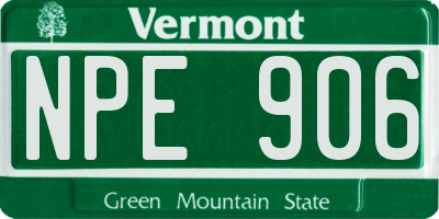 VT license plate NPE906