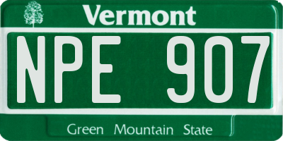 VT license plate NPE907