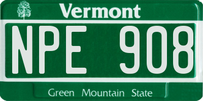 VT license plate NPE908