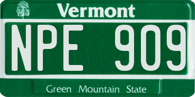 VT license plate NPE909