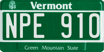 VT license plate NPE910