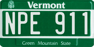 VT license plate NPE911