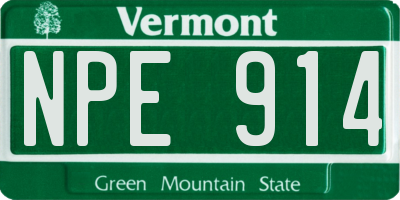 VT license plate NPE914
