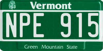 VT license plate NPE915