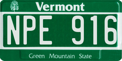 VT license plate NPE916