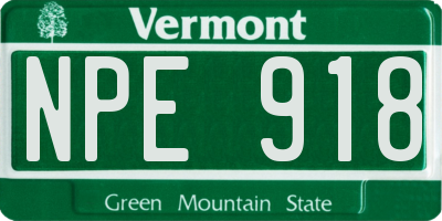 VT license plate NPE918
