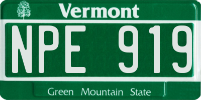 VT license plate NPE919