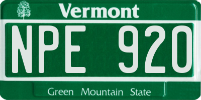 VT license plate NPE920