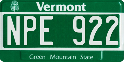 VT license plate NPE922