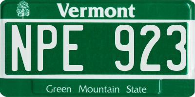 VT license plate NPE923