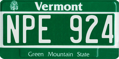 VT license plate NPE924