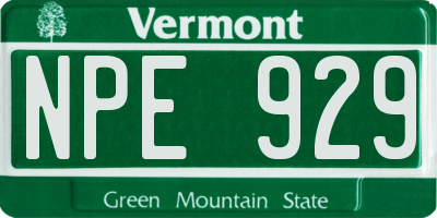 VT license plate NPE929