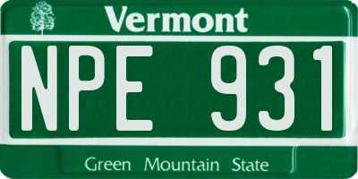 VT license plate NPE931