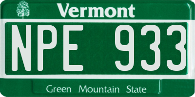 VT license plate NPE933