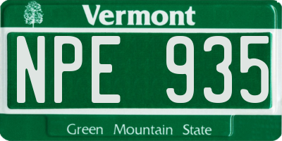 VT license plate NPE935