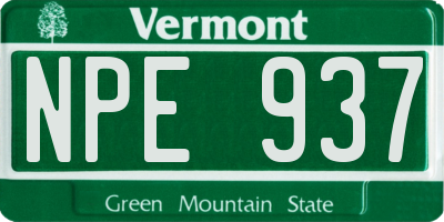 VT license plate NPE937