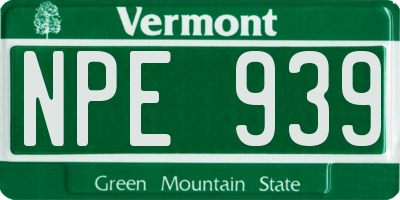 VT license plate NPE939