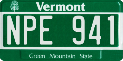 VT license plate NPE941