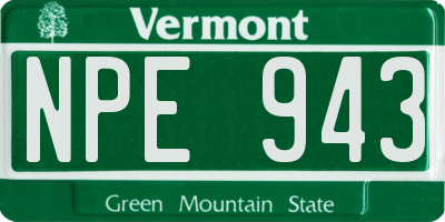 VT license plate NPE943