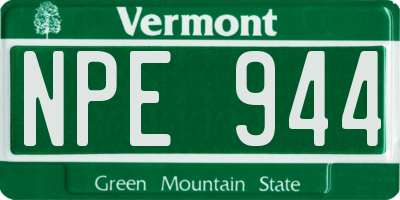 VT license plate NPE944