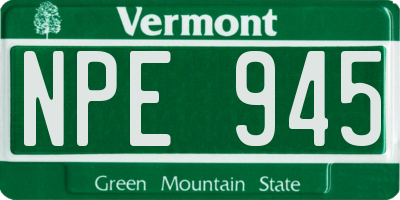 VT license plate NPE945