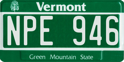 VT license plate NPE946