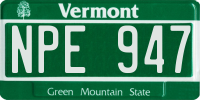 VT license plate NPE947