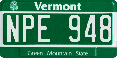 VT license plate NPE948