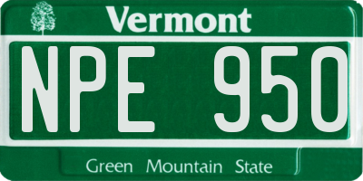 VT license plate NPE950