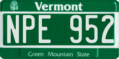 VT license plate NPE952
