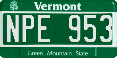 VT license plate NPE953