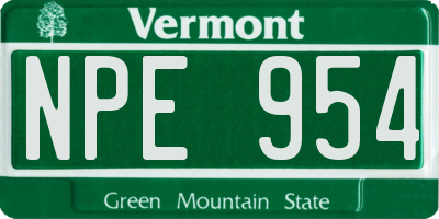 VT license plate NPE954