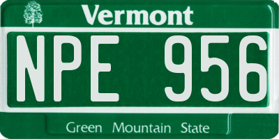 VT license plate NPE956