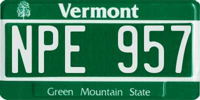 VT license plate NPE957