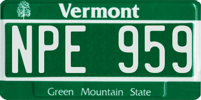 VT license plate NPE959
