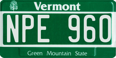 VT license plate NPE960