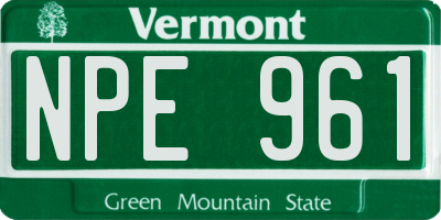 VT license plate NPE961