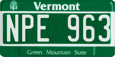 VT license plate NPE963