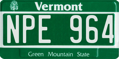 VT license plate NPE964