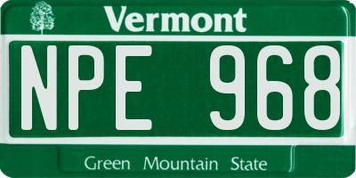 VT license plate NPE968