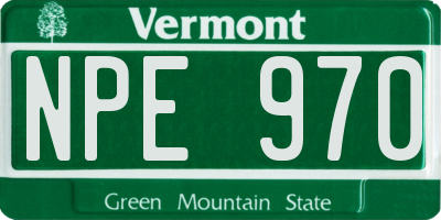 VT license plate NPE970