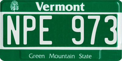 VT license plate NPE973