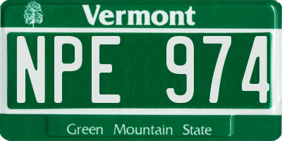 VT license plate NPE974