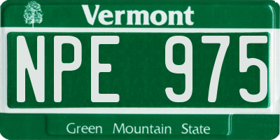 VT license plate NPE975