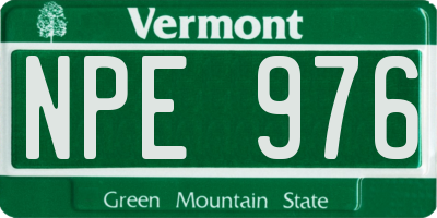 VT license plate NPE976