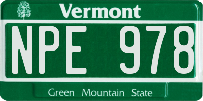 VT license plate NPE978