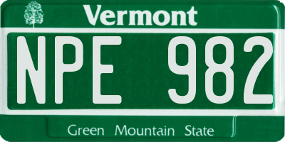 VT license plate NPE982