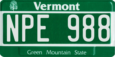VT license plate NPE988