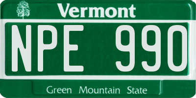 VT license plate NPE990