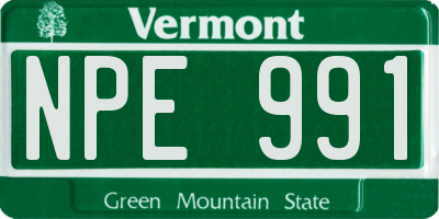 VT license plate NPE991